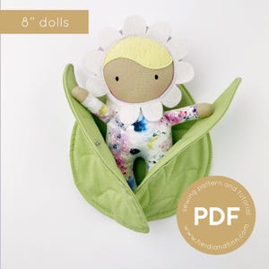 flower baby doll sewing pattern, toy pdf sewing pattern, tiny doll sewing pattern, easy sew pattern, digital download, baby doll pdf pattern