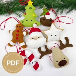 Holiday Plush Ornaments sewing pattern, toy felt, ornament sewing pattern, pdf sewing pattern, digital download, christmas ornament pattern