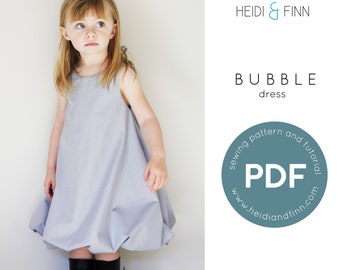 Bubble Dress Schnittmuster, pdf schnittmuster, pdf schnittmuster kleid, einfach nähen kleid, formelles kleid muster, pdf kleid
