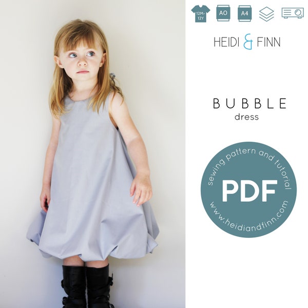 Bubble Dress sewing Pattern, pdf sewing pattern, dress pattern, pdf sewing pattern dress, easy sew dress, formal dress pattern, pdf dress