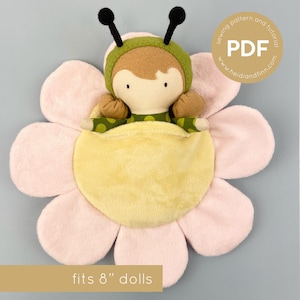Mini Pals, cama de flores para muñecas, patrón de costura para portabebés, patrón de costura para cama de muñecas, saco de dormir para muñecas, patrón para cama con almohada de flores