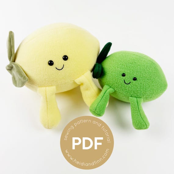 Lemon & Lime Plush Sewing Pattern: Citrus Fruit Toy (PDF Pattern