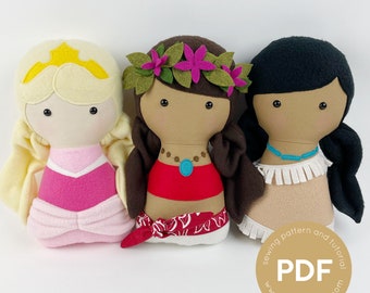 Princess doll pattern, cuddle doll pattern, sewing pattern, soft doll pattern, pdf sewing pattern, toy pattern, plush doll sewing pattern