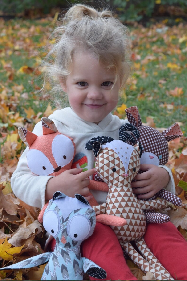 Mini Pals Fall collection rag doll animal sewing pattern toy Etsy
