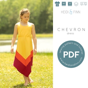 Wzór do szycia sukienki Chevron, samouczek dotyczący wzoru w formacie PDF, szycie w formacie PDF, 12 m-12y, łatwe szycie, długi top, wzór sukienki, wzór tuniki, sukienka letnia w formacie PDF