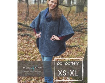 Veritas cape poncho pattern and tutorial XS - XL holiday jacket coat bolero pdf