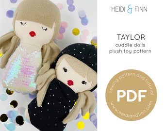 Taylor doll pattern, cuddle doll pattern, sewing pattern, soft doll pattern, pdf sewing pattern, toy pattern, plush doll pattern, doll pdf