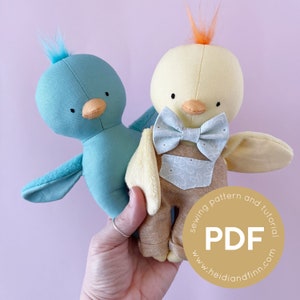 baby chick doll sewing pattern, toy pdf sewing pattern, tiny doll sewing pattern, easy sew pattern, spring chick, chicken doll pdf pattern image 2