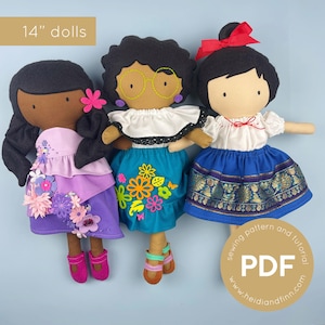 Mini Pal encanto sisters, doll sewing pattern, pdf sewing pattern, mirabel sewing pattern, easy sew pattern, digital download, doll pdf