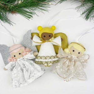 Mini Pals, Vakantieornamenten, ENGEL pop naaipatroon, speelgoedengel, vilten boomornament, gevulde poppenkerstmis, engelenornament, vilten engel