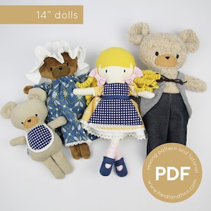 Mini Pals GOLDILOCKS and the three bears, fairy tale sewing pattern, doll sewing pattern, goldilocks sewing pattern, plush toy pdf pattern
