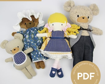 Butterick 4149 216 1980年代 GOLDILOCKS 3匹のクマのパターン 12
