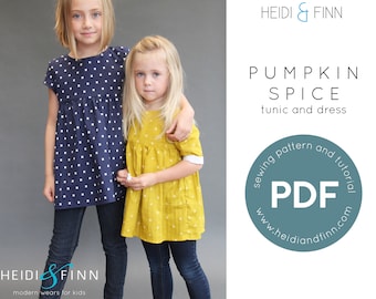 Pumpkin Spice PDF, dress sewing pattern, tunic pattern, dress pdf pattern, jumper sewing, blouse sewing pattern, sewing pattern for girl