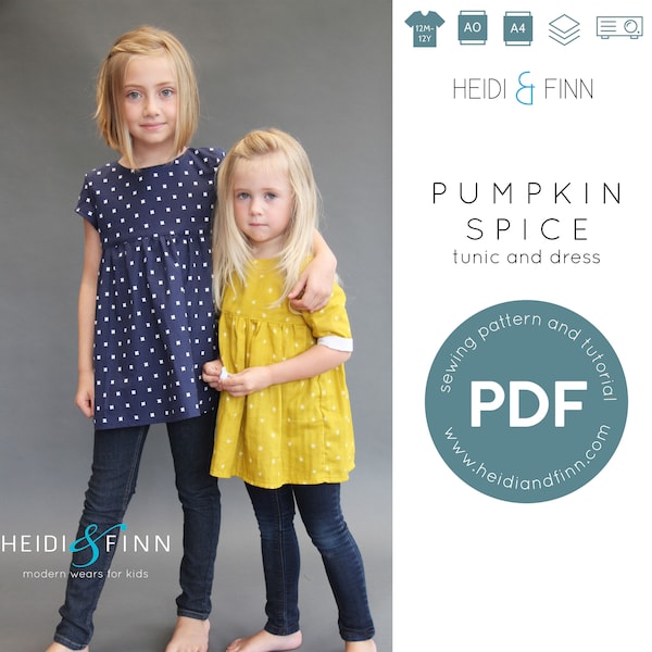 Pumpkin Spice PDF, dress sewing pattern, tunic pattern, dress pdf pattern, jumper sewing, blouse sewing pattern, sewing pattern for girl