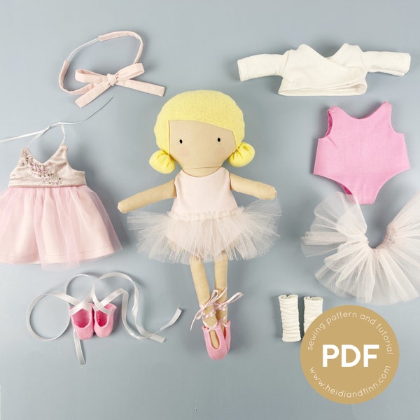Mini Pals Dress up set 12, TINY DANCER, doll clothing pattern, doll sewing pattern, doll ballet pattern, doll dress pattern, doll wardrobe