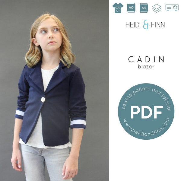 Cadin knit blazer, jacket sewing pattern, holiday jacket sewing pattern, blazer sewing pattern, coat pdf sewing pattern, child blazer pdf