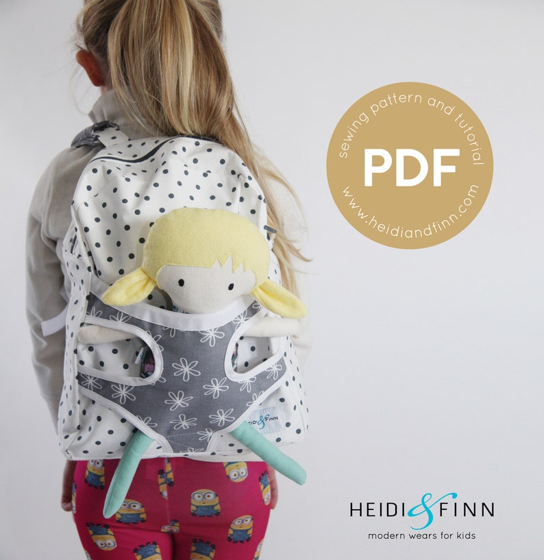 Mini Pals Carry me backpack, backpack sewing pattern, messesnger bag sewing pattern, doll carrier sewing pattern, doll pdf sewing pattern image 2