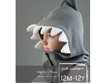 All in One Hooded Scarf pattern and tutorial 6m-12y easy sew PDF pattern unisex cap scood