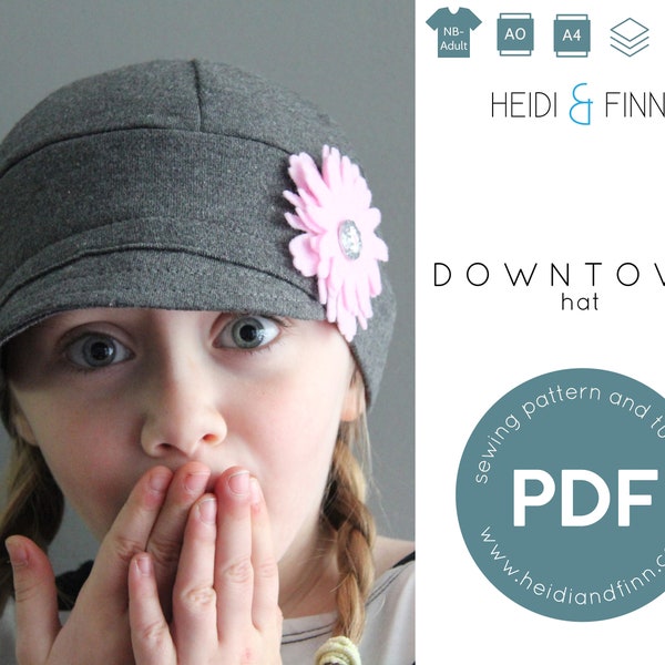 Downtown Hat pattern, hat sewing pattern, sunhat pattern, baseball hat pattern, swim hat sewing pattern, sunhat pdf pattern, hat for child