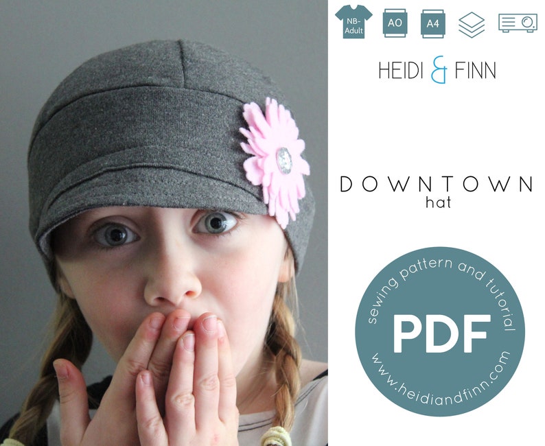 Downtown Hat pattern, hat sewing pattern, sunhat pattern, baseball hat pattern, swim hat sewing pattern, sunhat pdf pattern, hat for child image 1