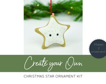 Star sewing pattern and kit, FULL sewing kit, make your own ornament, christmas ornament craft kit, DIY christmas star, star sewing pattern