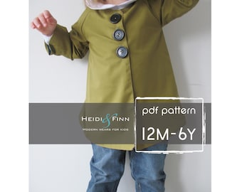 Chic Everyday Coat pattern and tutorial PDF 12M-6T easy sew epattern jacket