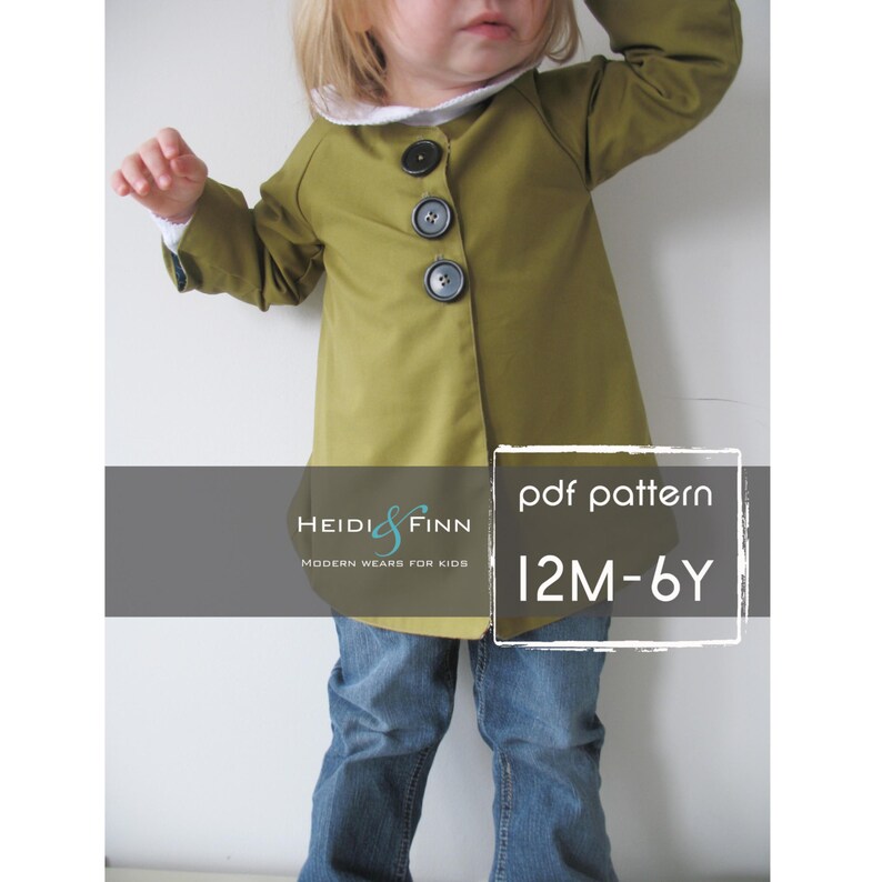 Chic Everyday Coat pattern and tutorial PDF 12M-6T easy sew epattern jacket image 1