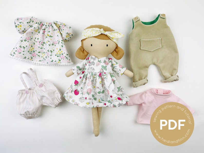 Mini Pals Dress up set 7, sunday best, doll clothing pattern, doll sewing pattern, doll pants pattern, doll dress pattern, hat doll pdf image 1