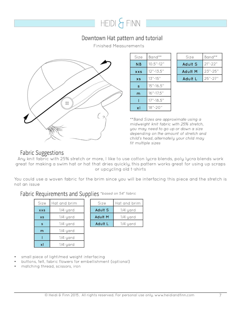 Downtown Hat pattern, hat sewing pattern, sunhat pattern, baseball hat pattern, swim hat sewing pattern, sunhat pdf pattern, hat for child image 5