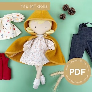 Mini Pals DRESS UP Set #4, Schnittmuster für Puppengarderobe, Puppenkleidung, Puppencape, Puppenkleidung, Puppenkleid Schnittmuster, Schnittmuster für Plüschgarderobe