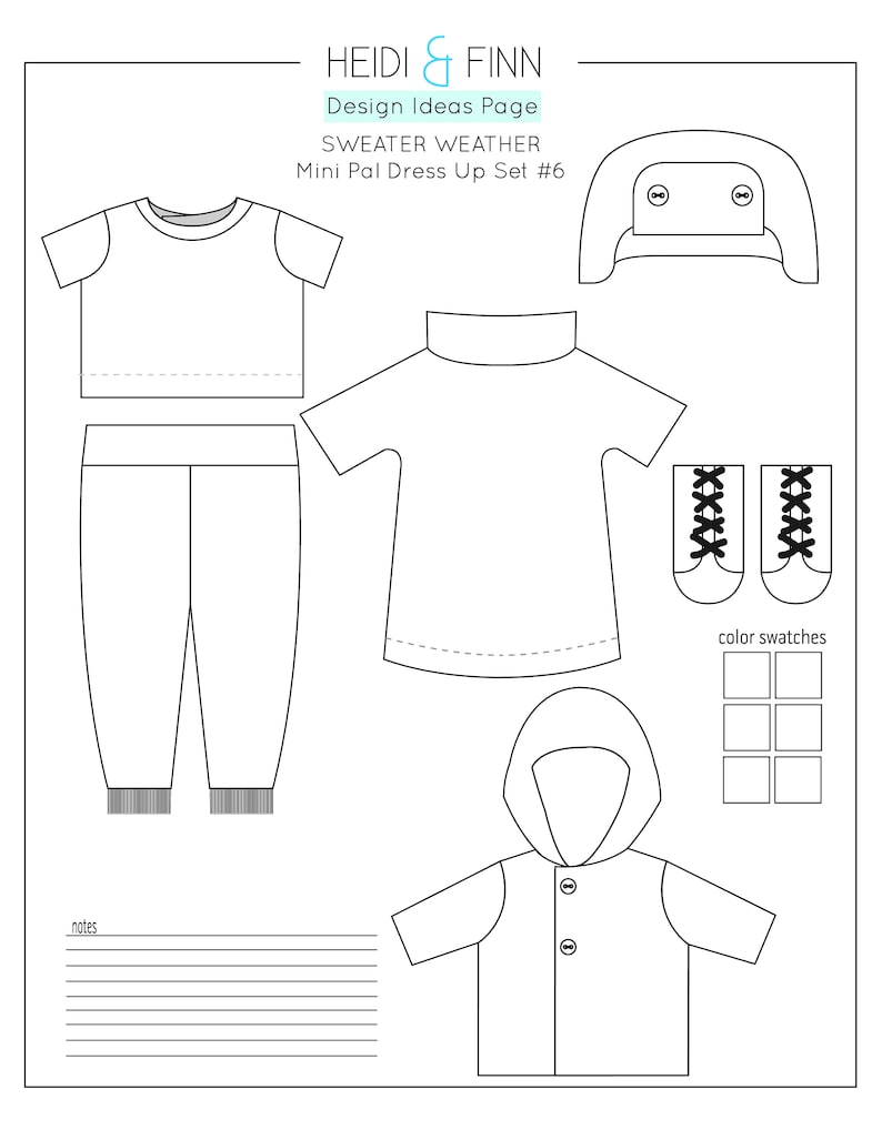 Mini Pals Dress up set 6, sweater weather, doll clothing pattern, doll sewing pattern, doll jacket pattern, doll dress pattern, hat doll pdf image 5