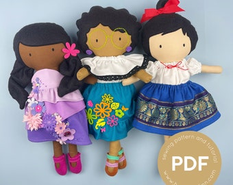 Mini Pal encanto sisters, doll sewing pattern, pdf sewing pattern, mirabel sewing pattern, easy sew pattern, digital download, doll pdf