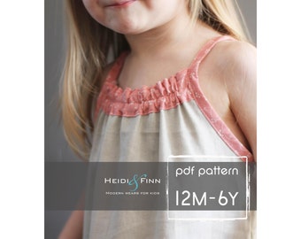 Smock Top Dress pattern and tutorial PDF 12m-6t easy sew summer dress tunic