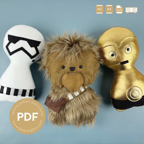 Star wars doll pattern, cuddle doll pattern, sewing pattern, soft doll pattern, boy gift sewing pattern, toy pdf pattern, plush doll pattern