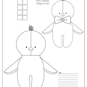 baby chick doll sewing pattern, toy pdf sewing pattern, tiny doll sewing pattern, easy sew pattern, spring chick, chicken doll pdf pattern image 10