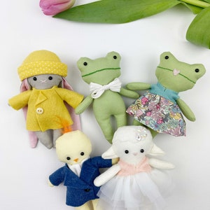 Spring Easter doll sewing pattern, Mini Pals pattern, easter dolls, doll sewing pattern, felt sewing pattern, easter pdf pattern, frog pdf image 6