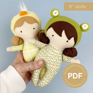 Spring baby doll sewing pattern, toy pdf sewing pattern, tiny doll sewing pattern, easy sew pattern, digital download, baby doll pdf pattern