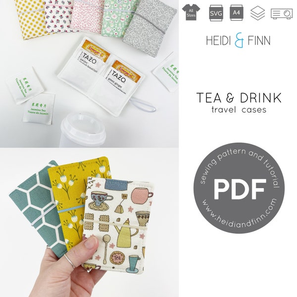 TEA & DRINK wallet, tea wallet sewing pattern, travel tea case, travel flavor case, electrolyte wallet, travel tea case sewing pattern