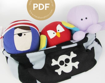 NEW  Pirate friends soft ball toy pdf sewing pattern plush toy animals octopus parrot stuffed