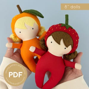 baby doll sewing pattern, Fruit babies, doll pdf sewing pattern, tiny doll sewing pattern, easy sew pattern, baby doll PDF pattern, SVG