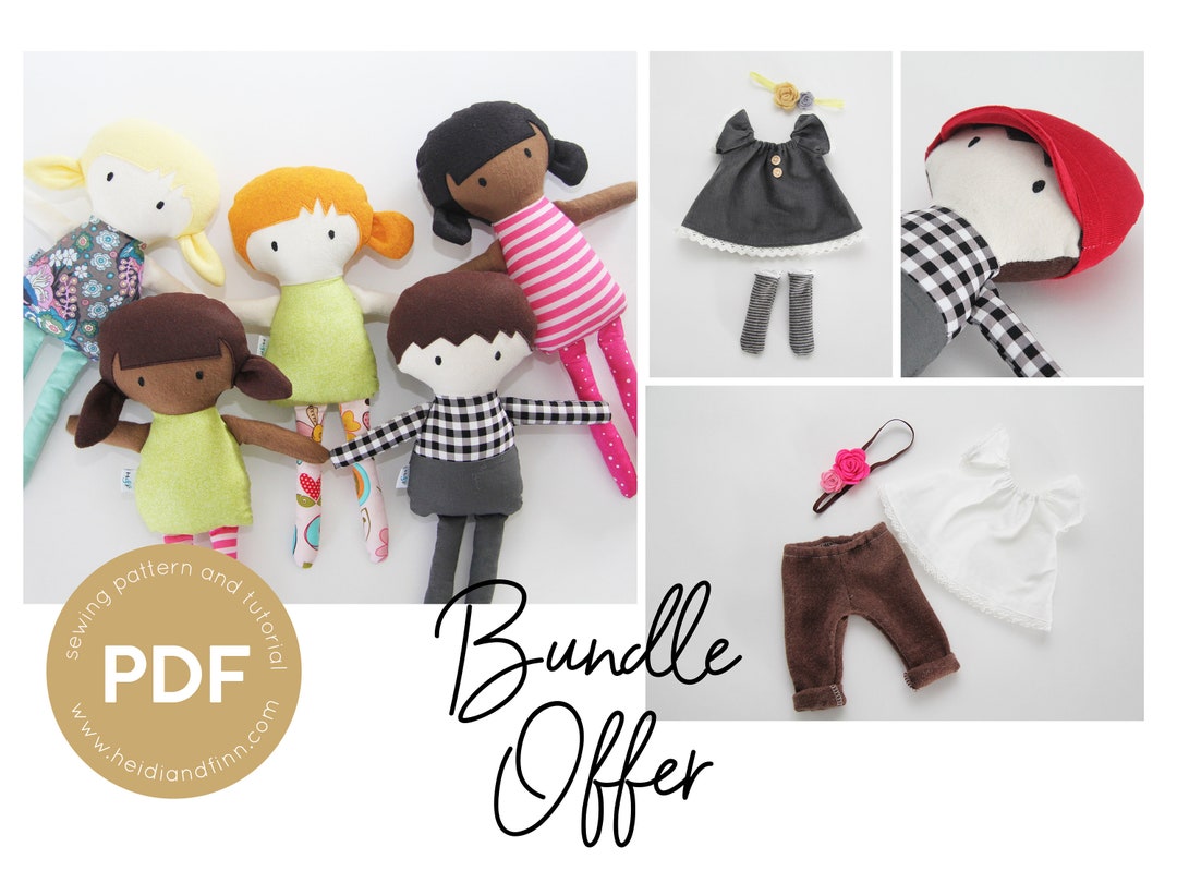 Mini Pals Soft Rag Doll Sewing Pattern, BUNDLE Doll and Clothing, Doll ...