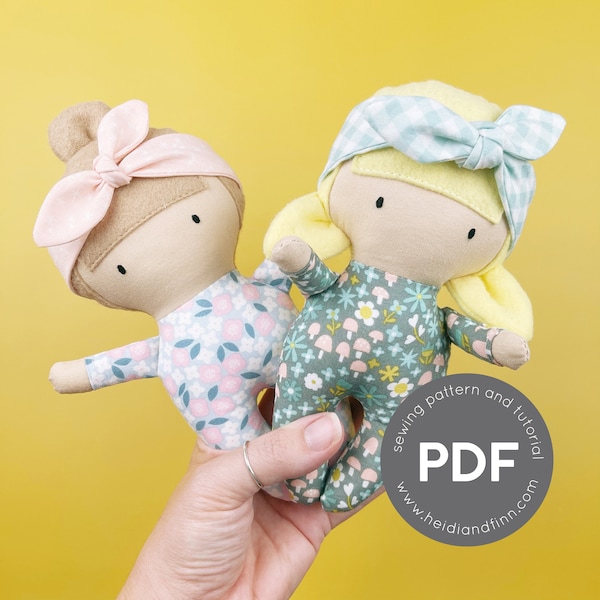 Mini Pal, baby doll sewing pattern, pdf sewing pattern, tiny doll sewing pattern, easy sew pattern, digital download, baby doll pdf pattern