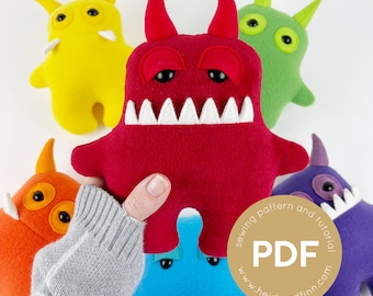 Monster sewing pattern, monster plush toy, mini monster PDF sewing pattern, plush toy sewing pattern, gift for child, easy to sew pattern