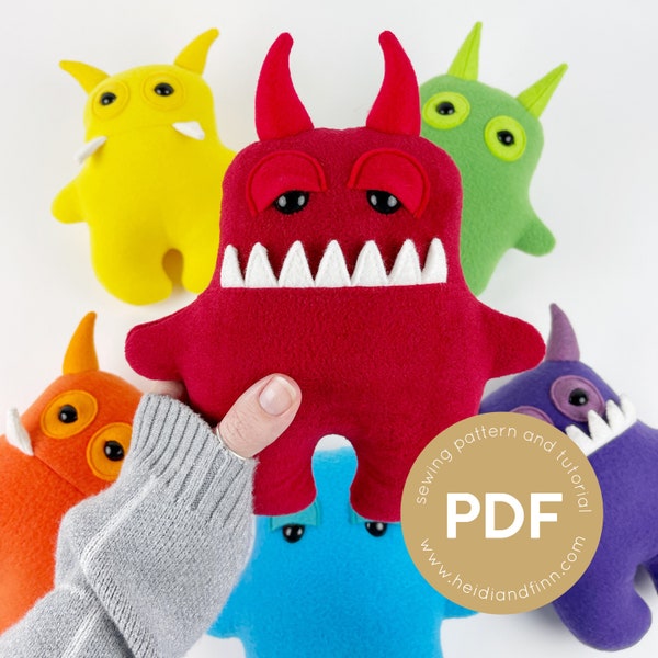 Monster sewing pattern, monster plush toy, mini monster PDF sewing pattern, plush toy sewing pattern, gift for child, easy to sew pattern