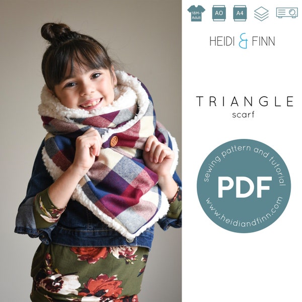 Triangle Scarf, wrap scarf sewing pattern, pdf pattern, triangle wrap sewing pattern, shawl pdf pattern, oversized scarf pattern, easy sew