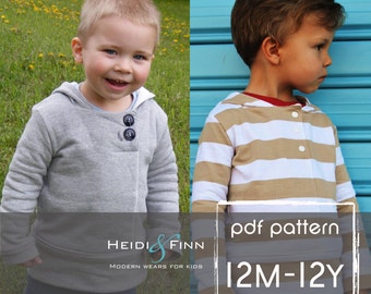 Urban Unisex Hoodie pattern and tutorial 6M - 12y PDF pattern boy girl