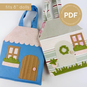 TAS voor babypoppoppenhuis, draagbaar poppenhuis, stoffen poppenhuis, naaipatroon zacht poppenhuis, naaipatroon poppenhuis, 8" minipoppendrager