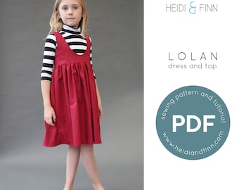 LOLAN dress and top, dress PDF pattern, turtleneck sewing pattern, pinafore sewing pattern, slim top pattern, dress with pockets, dress pdf