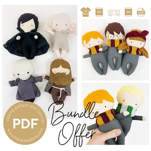 wizard baby doll sewing pattern, BUNDLE, doll pdf sewing pattern, tiny doll pattern, easy sew pattern, baby doll pdf pattern, SVG, wizarding