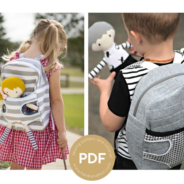 Mini Pals Carry me Rucksack, Schnittmuster Rucksack, Schnittmuster Messenger Tasche, Schnittmuster Puppenträger, Puppe pdf Schnittmuster